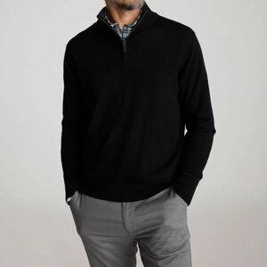 Untuckit Merino Wool Quarter-Zip Sweater Black Large Belguardo Style